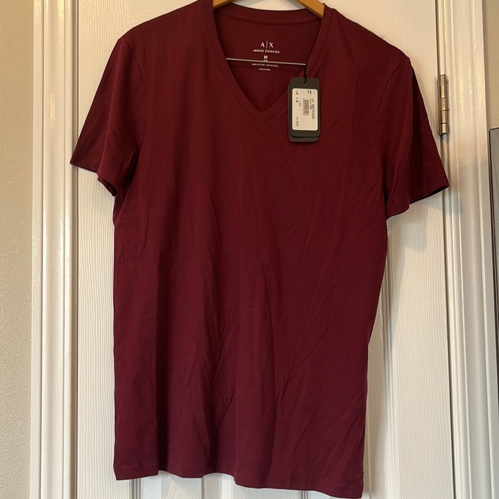 A/X Armani Exchange Deep Red V-Neck Tee